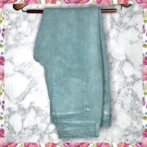 Nine West Pastel Mint Green Skinny Ankle Gramercy Raw Hem Jeans Women’s 8